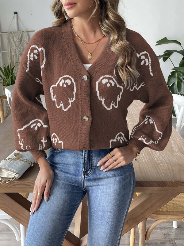 Women's Sweater Cartoon Jacquard Cardigan