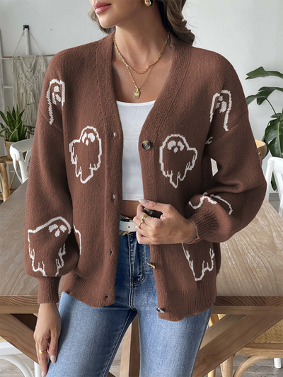 Women's Sweater Cartoon Jacquard Cardigan