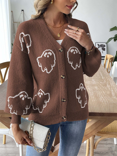 Women's Sweater Cartoon Jacquard Cardigan